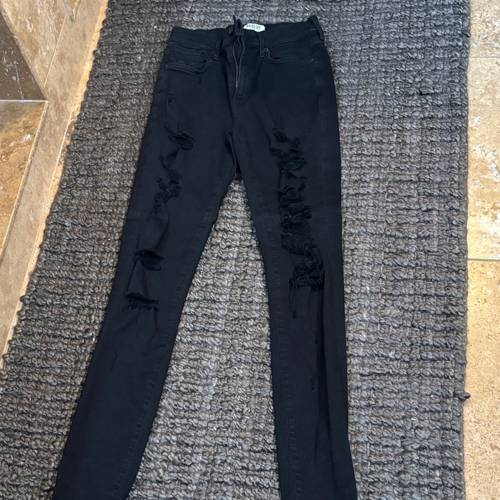 Agolde Women's Black Distressed Skinny Jeans